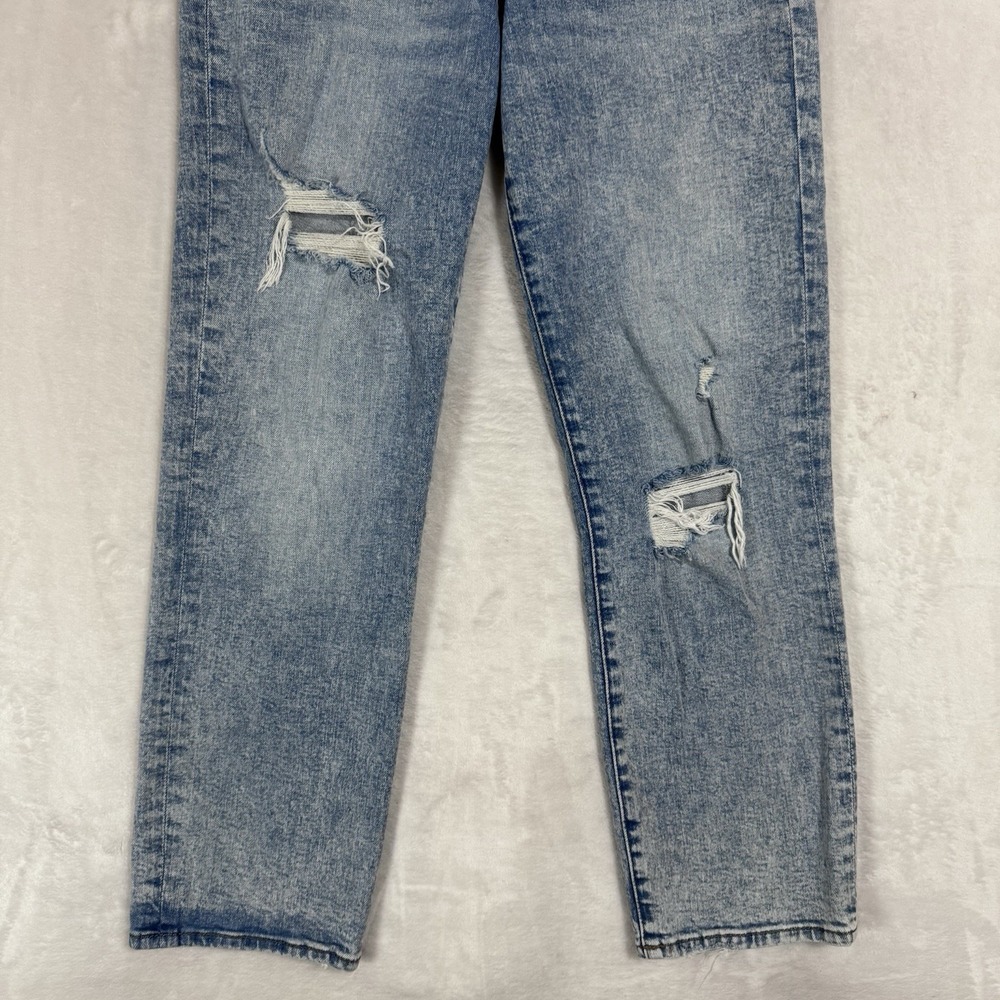 Express High Rise Straight Ankle Jeans Size 4 Light Acid Wash Distressed Cropped - Picture 3 of 15